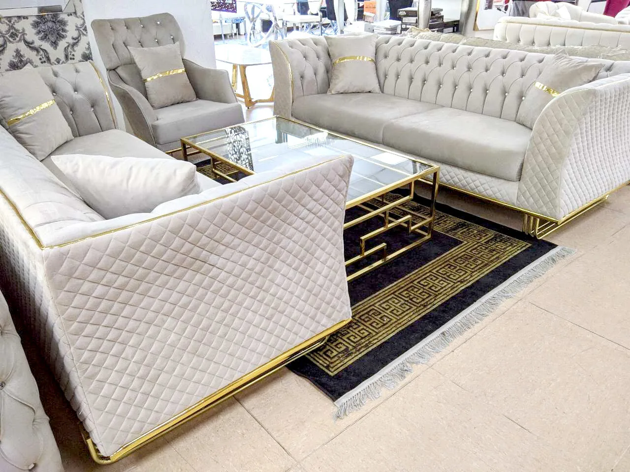 Chesterfield Sofa 3-3-1 "Bukarest" Farbauswahl Couch Garnitur