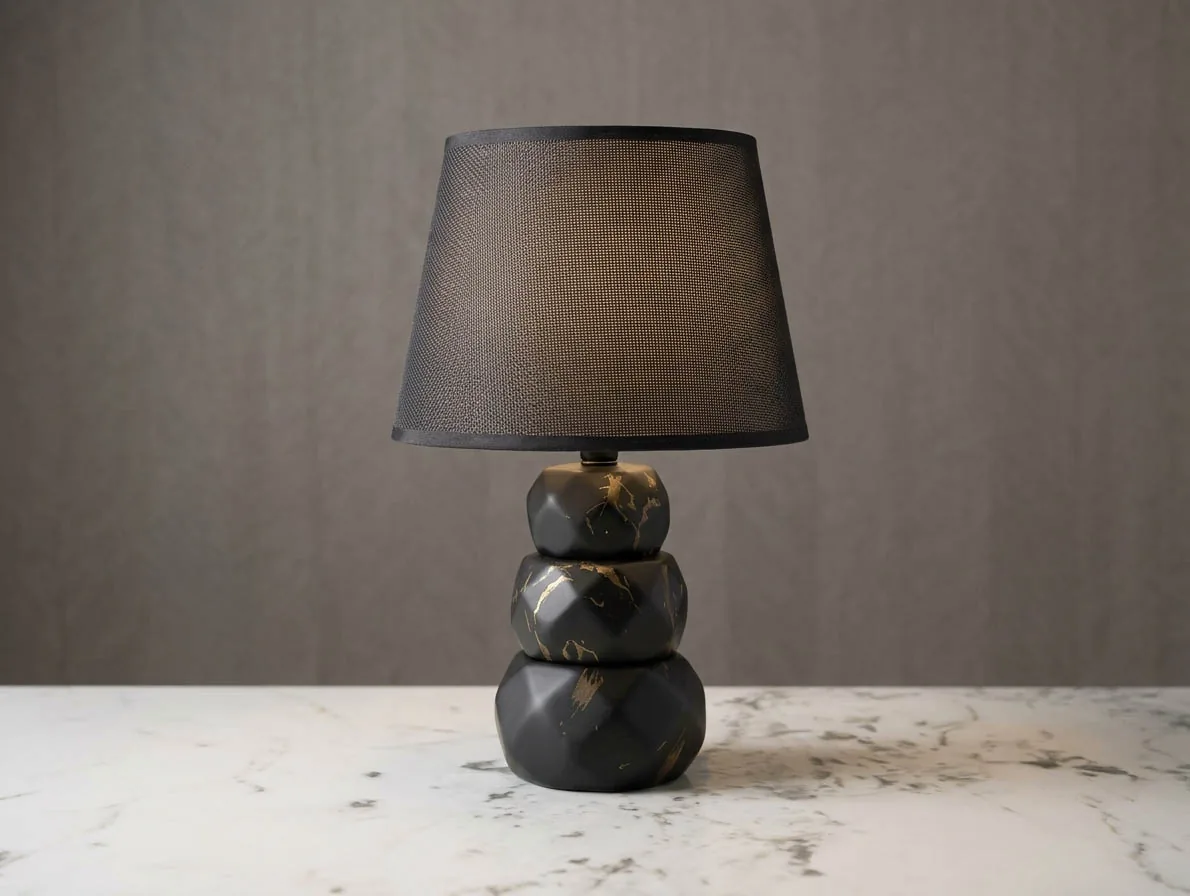 Tischlampe "Karma" Schwarz Grau Lampe Deko
