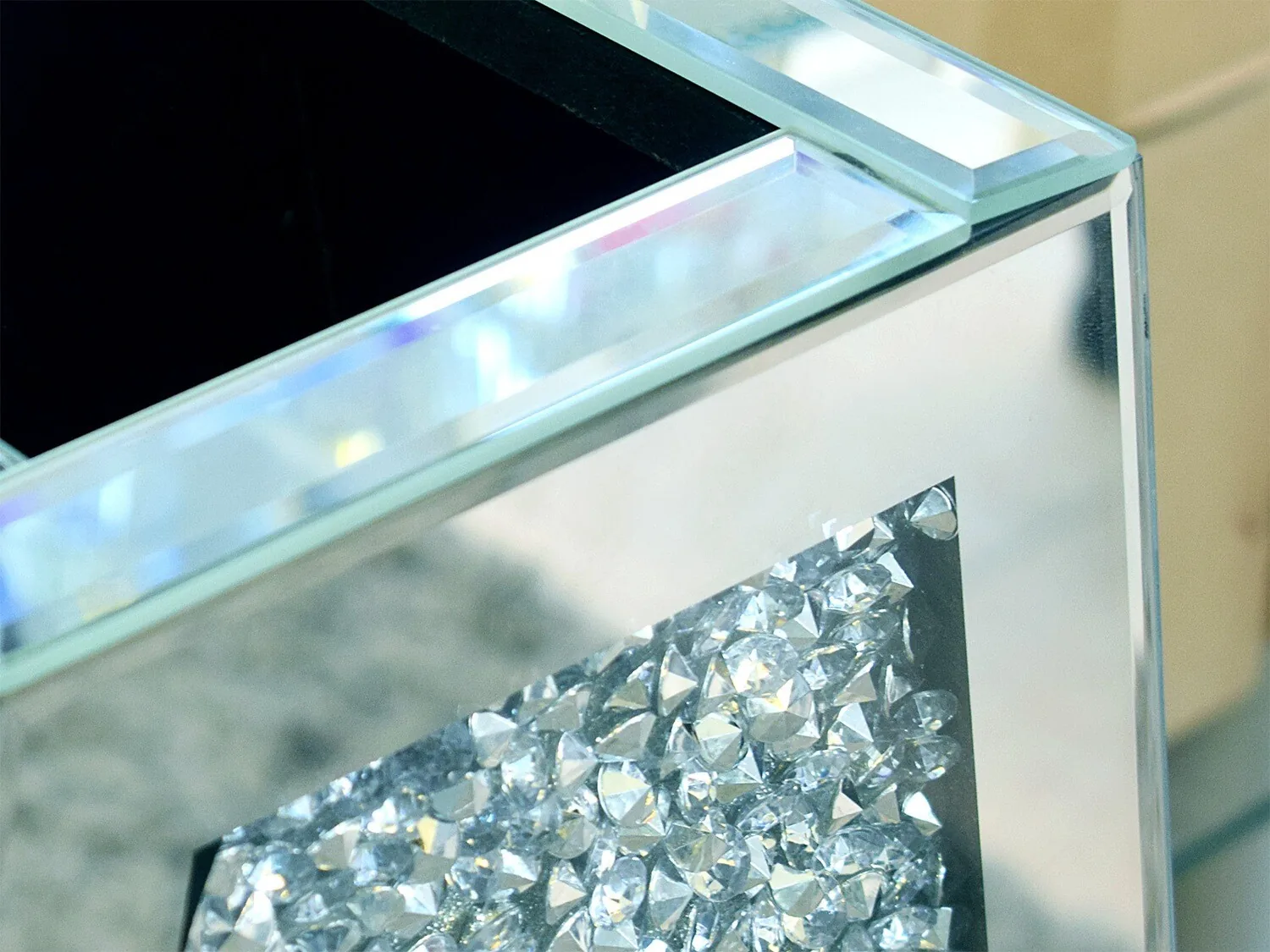 Deko Vase "Edel" Silber Verspiegelt Diamant-Design Trockenblumen