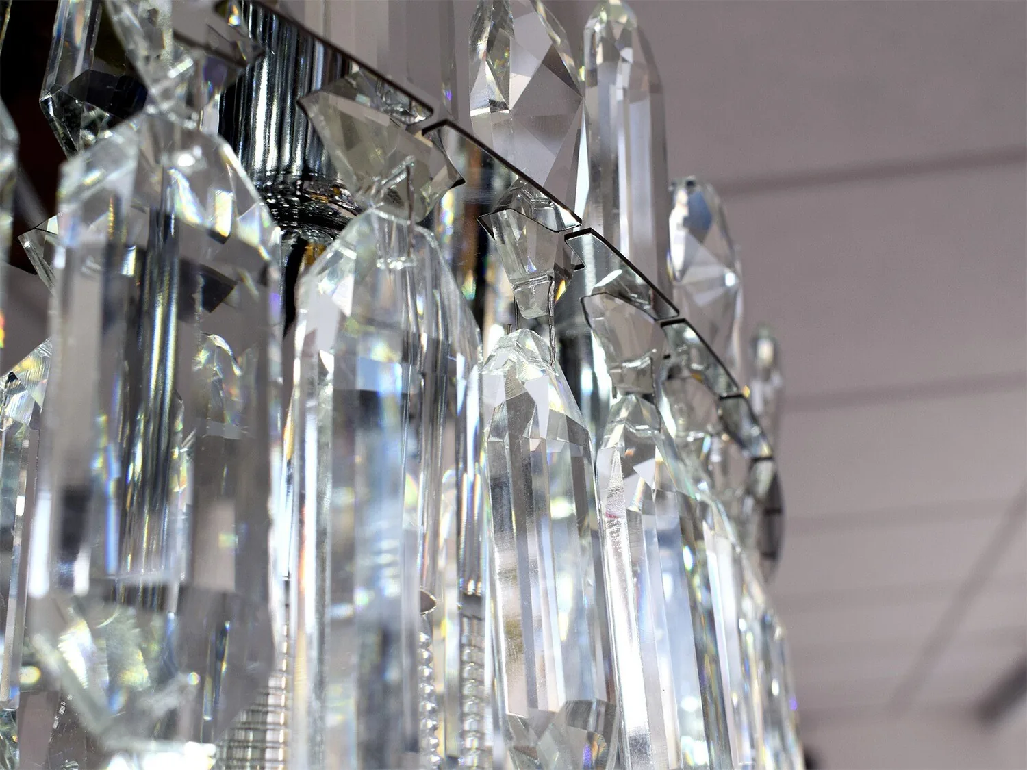 LED Deckenlampe Silber 80 cm Steine Lampe Licht Beleuchtung