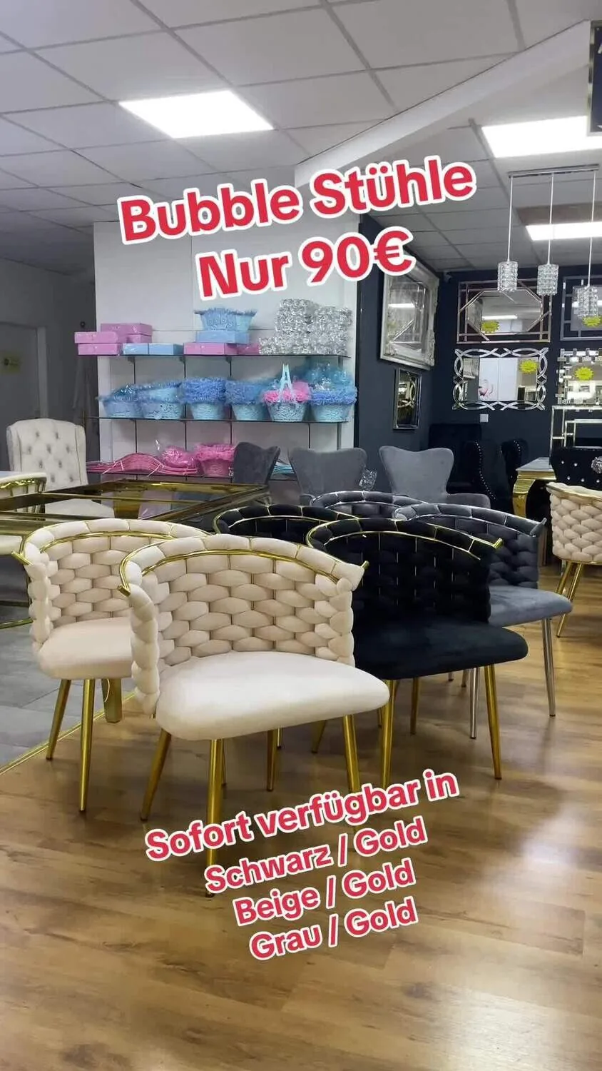 Esszimmer Stuhl "Bubble" Beige Gold Küche Design