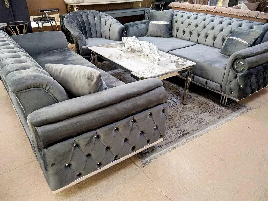 Chesterfield Schlafsofa 3-3-1 "Emma" Farbauswahl Couch Sessel