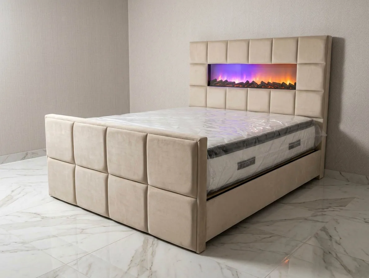 EINZELSTÜCK Design Bett "Christa" Beige Schlafzimmer Matratze