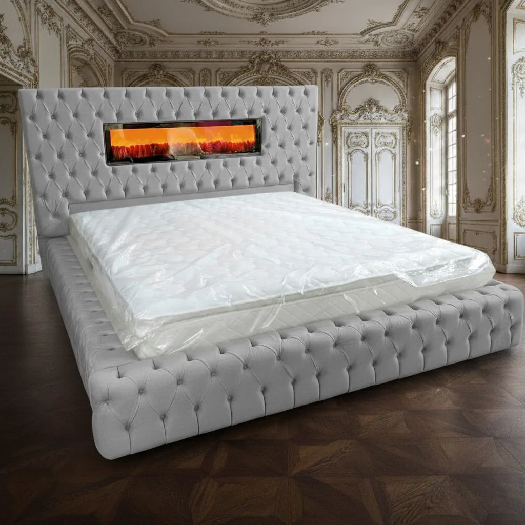 Chesterfield Bett "Pharao" Farbauswahl Kamin Matratze