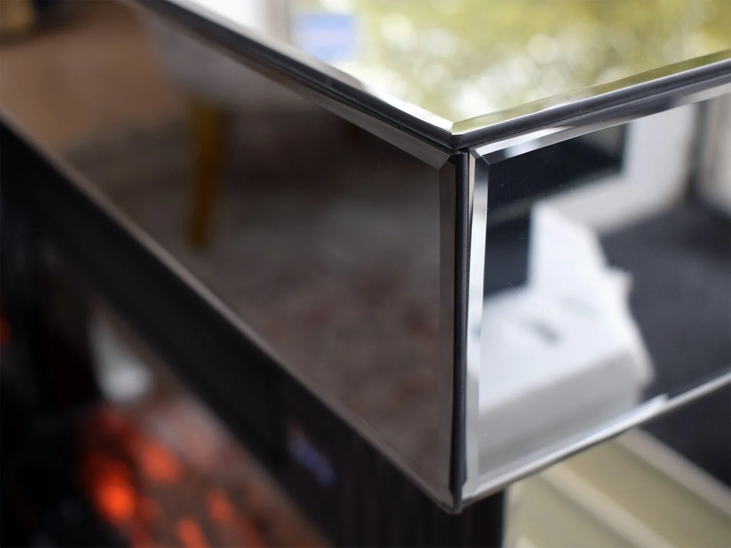 LED Kamin "Tempel" Anthrazit Farbwechsel Bluetooth Heissluft Fernbedienung