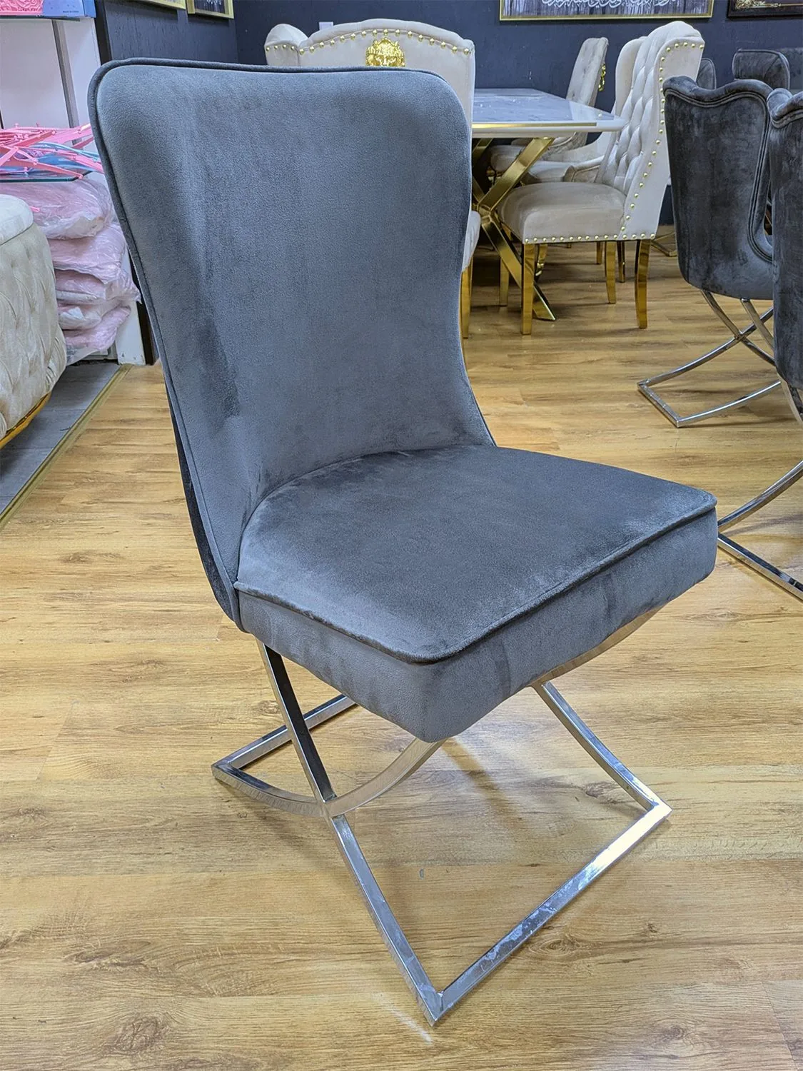 Design Esszimmer Stuhl "Mira" Grau Silber Esszimmer Küche