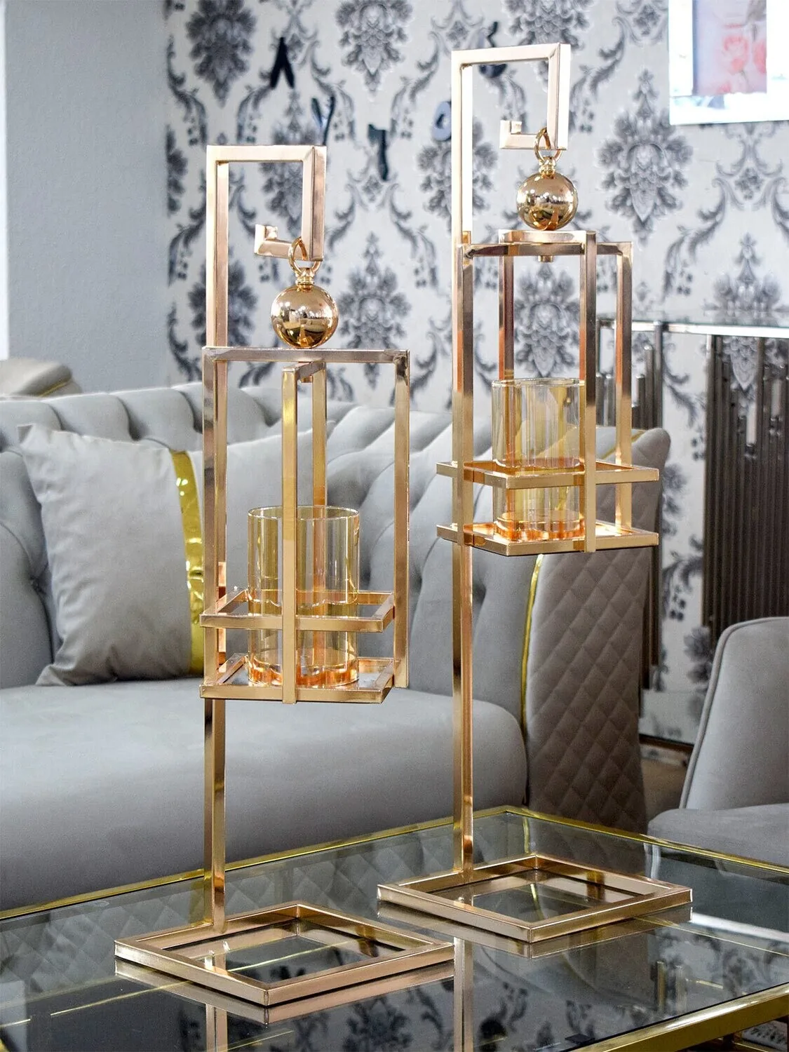 2er-Set Kerzenhalter "Jasmin" Gold & Silber Metall Kerzenständer