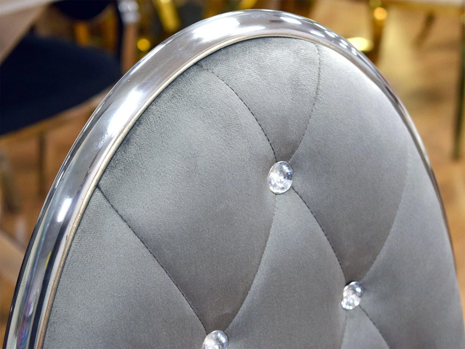 Luxus Chesterfield Stuhl "Albert" Grau Silber Esszimmer