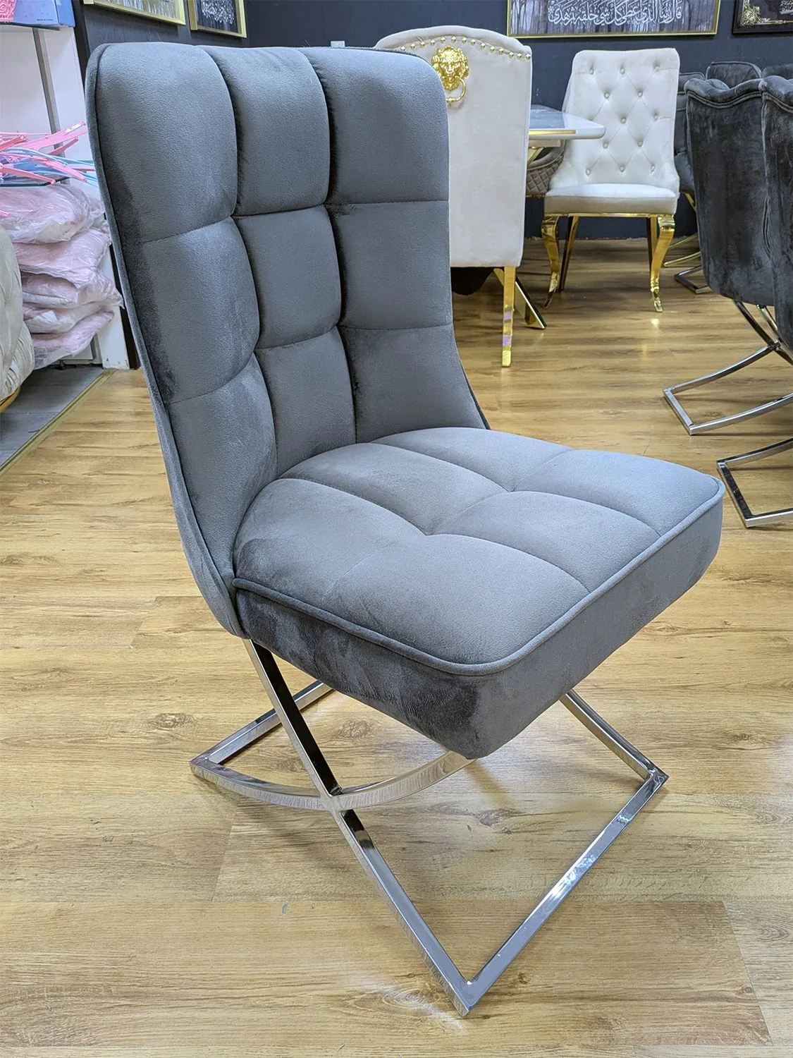 Design Esszimmer Stuhl "Bobby" Grau Silber Esszimmer Küche