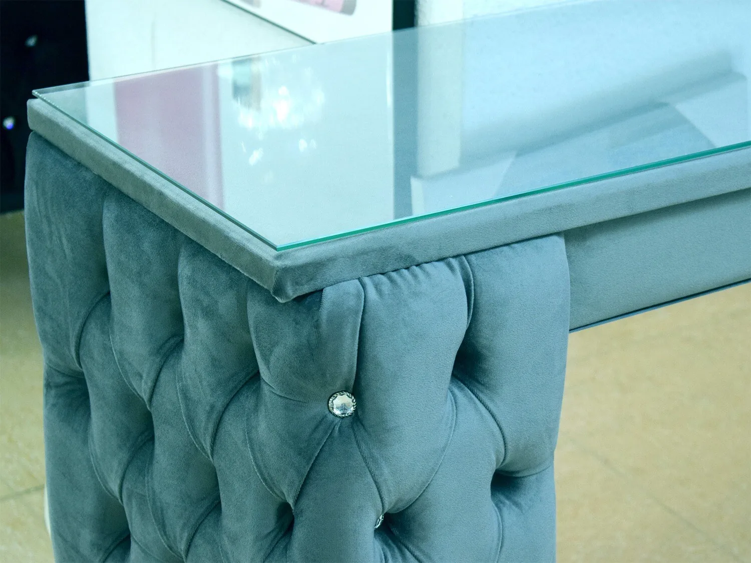 Chesterfield Kamin Lowboard "Mina" 160 cm 200 cm Farbauswahl Glas
