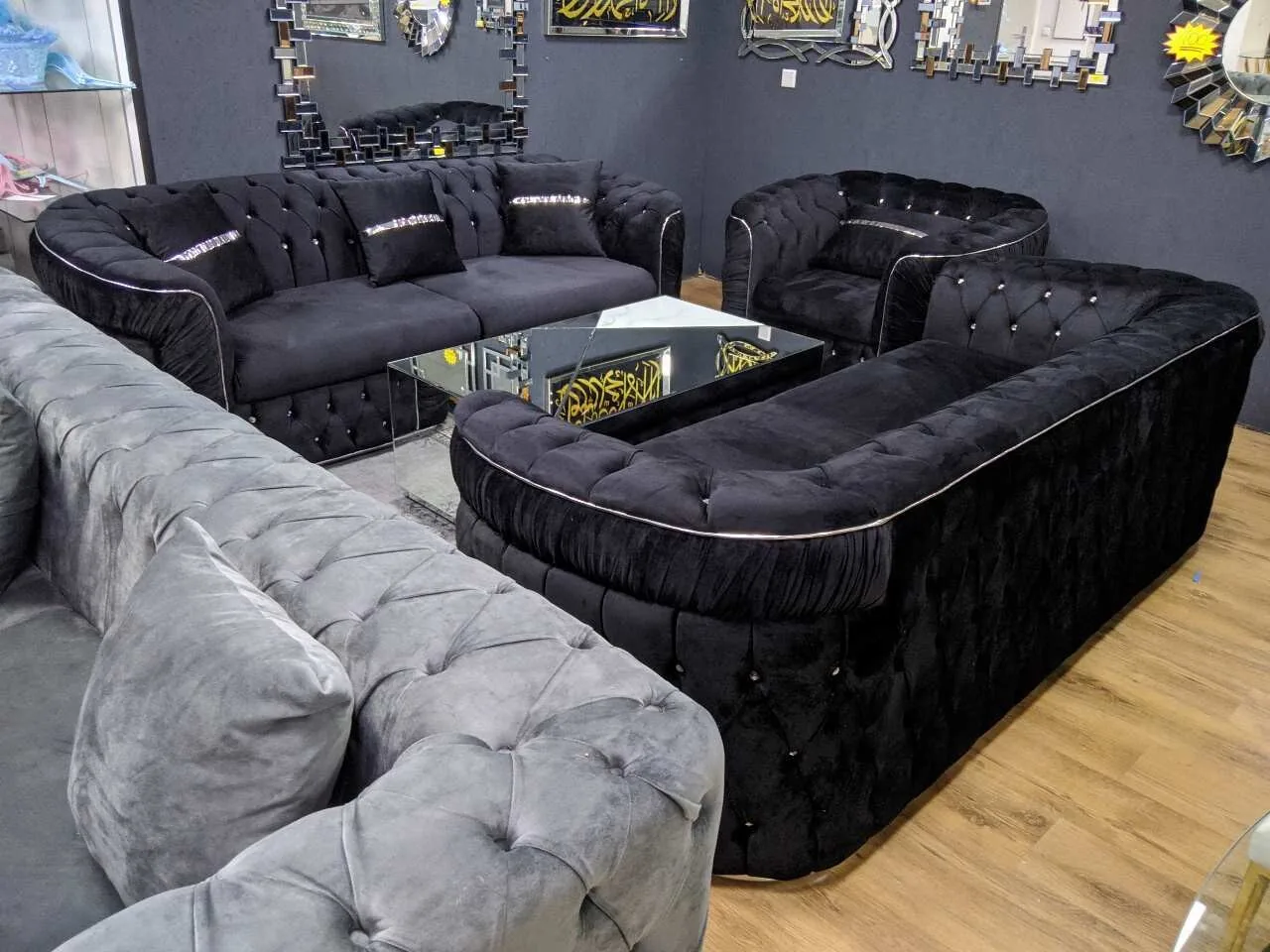 XL Chesterfield 3-3-1 "Merlin" Farbauswahl Sofa Garnitur Couch