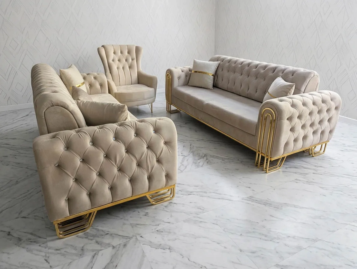 Chesterfield Schlafsofa "Atlas" 3-3-1 Farbauswahl Wohnzimmer