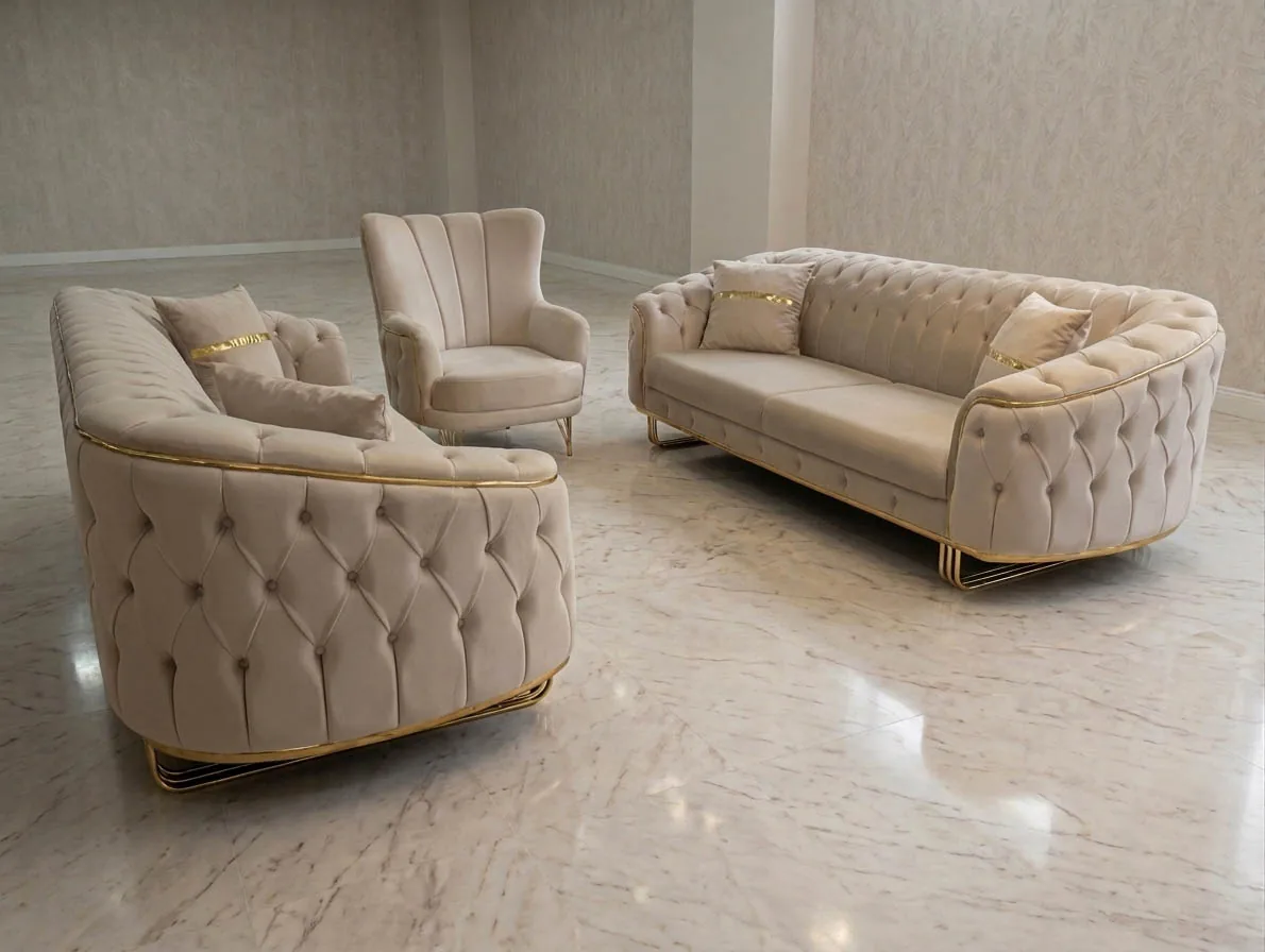 Chesterfield Sofa 3-3-1 "Los Angeles" Farbauswahl Garnitur Couch