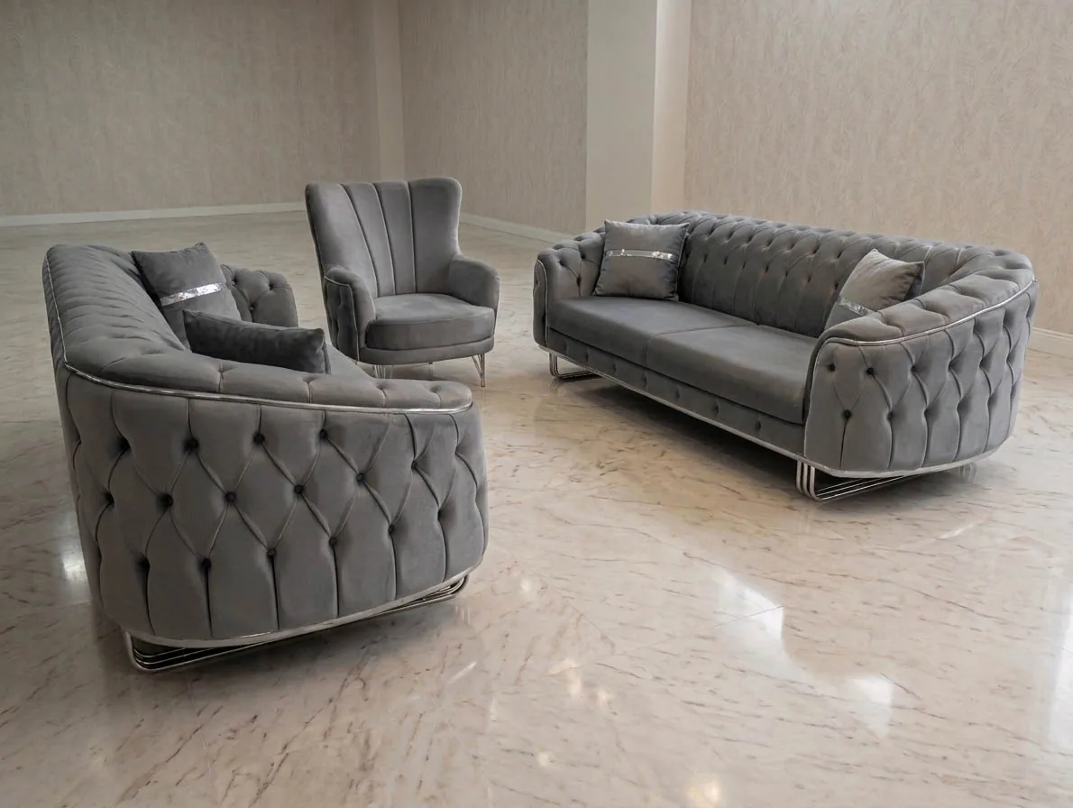 Chesterfield Sofa 3-3-1 "Los Angeles" Farbauswahl Garnitur Couch