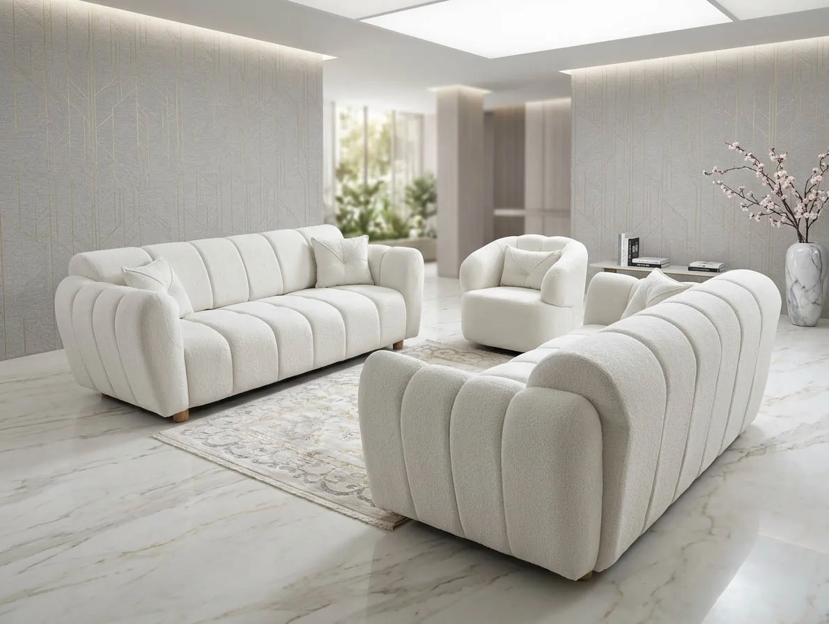 Bubble Teddy Sofa "Comfort" 3-3-1 Farbauswahl Wohnzimmer Garnitur Couch Sessel