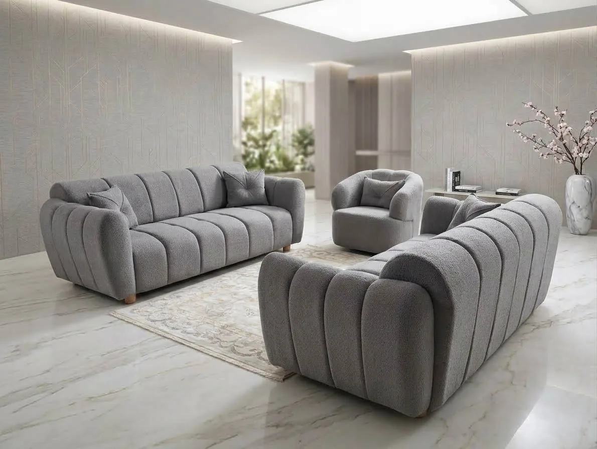 Bubble Teddy Sofa "Comfort" 3-3-1 Farbauswahl Wohnzimmer Garnitur Couch Sessel