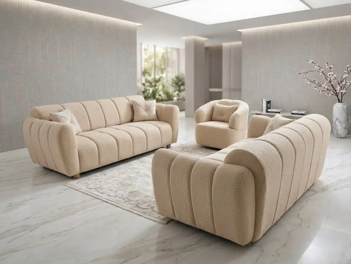 Bubble Teddy Sofa "Comfort" 3-3-1 Farbauswahl Wohnzimmer Garnitur Couch Sessel