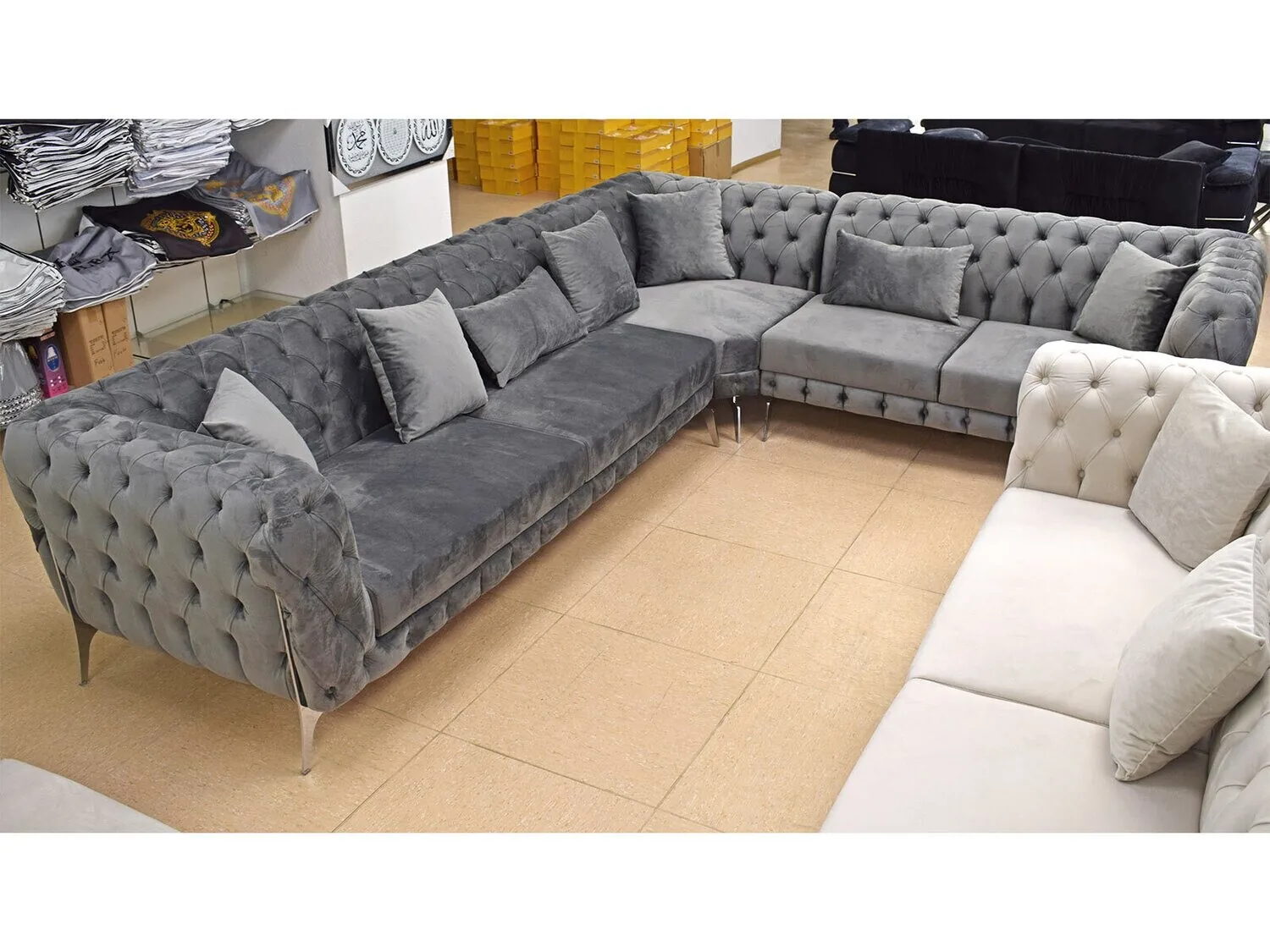 Chesterfield Ecksofa "Kent" Farbauswahl L-Form Couch