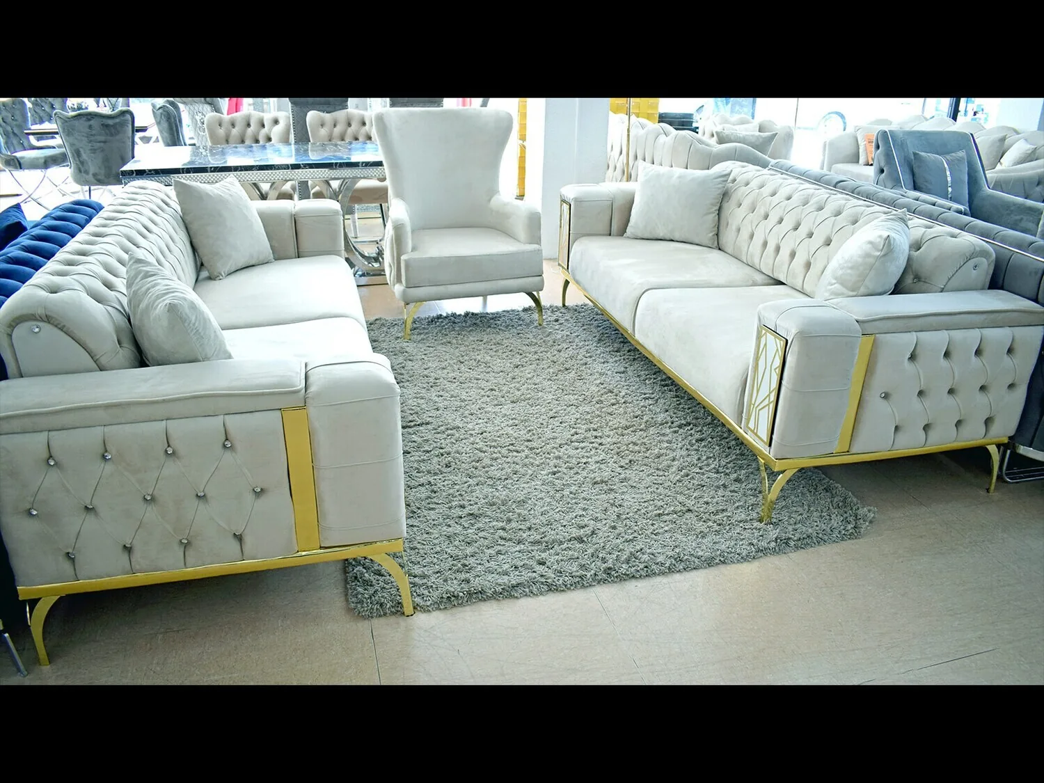 Chesterfield Schlafsofa 3-3-1 "Medina" Farbauswahl Couch Sessel