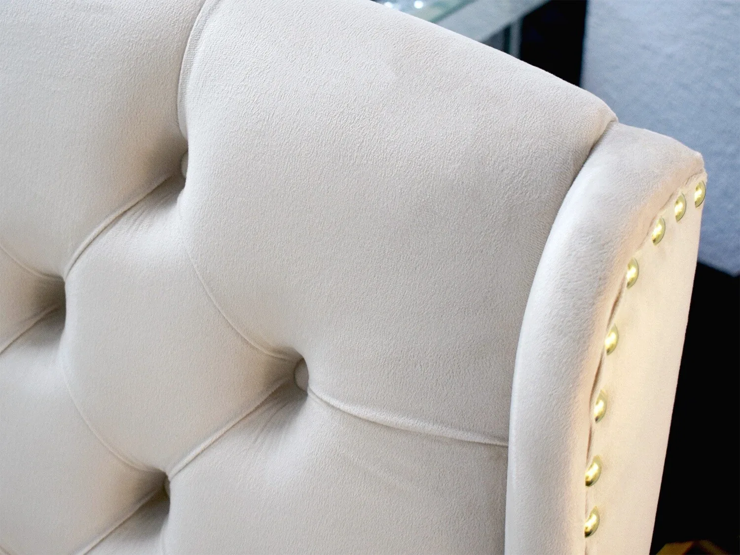 Chesterfield Sitzbank "Henry" Beige Gold 120 cm