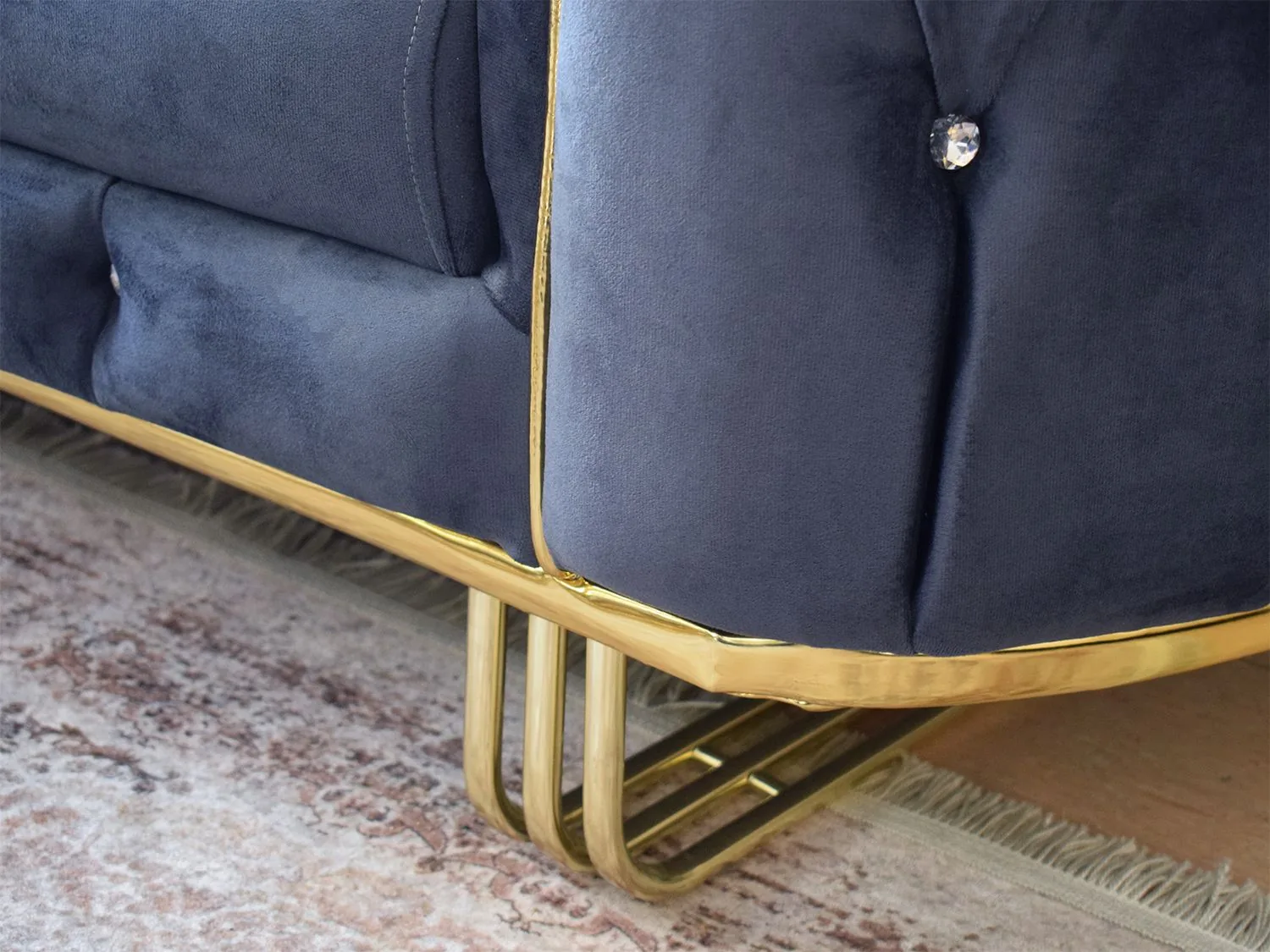 XL Chesterfield U-Form "Los Angeles" Farbauswahl Sofa Wohnzimmer Füße