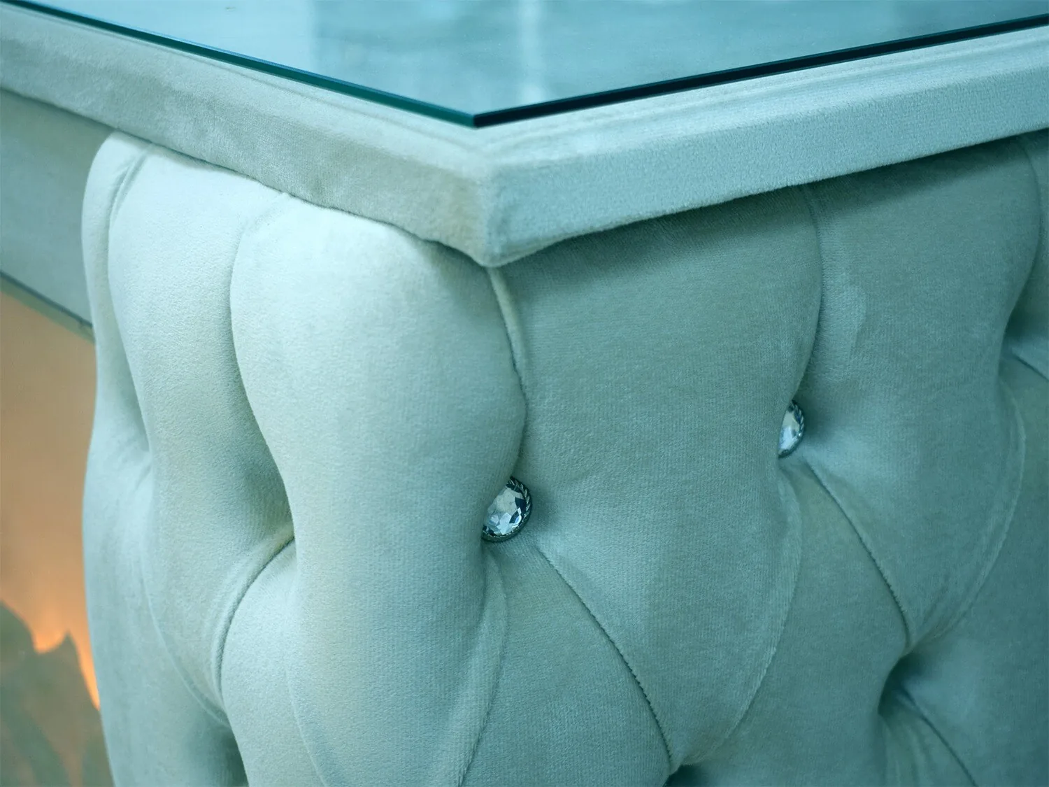 Chesterfield Kamin Lowboard "Mina" 160 cm 200 cm Farbauswahl Glas