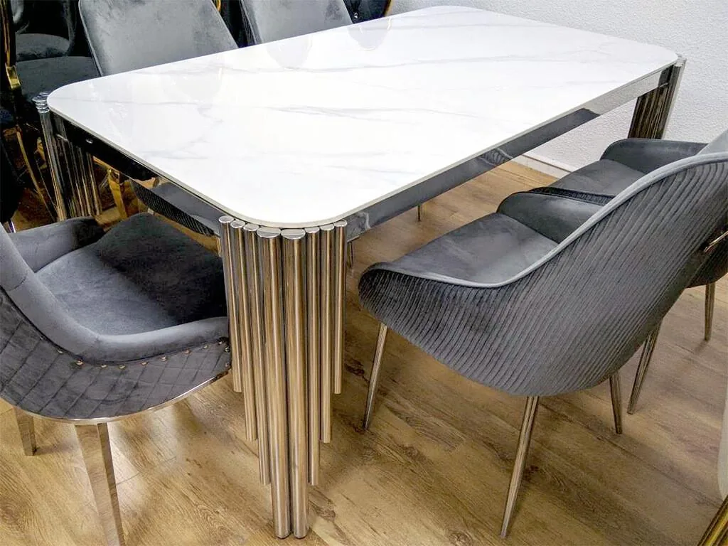 Design Esstisch "Gala" 160x90 Weiss Gold Silber Auswahl Esszimmer