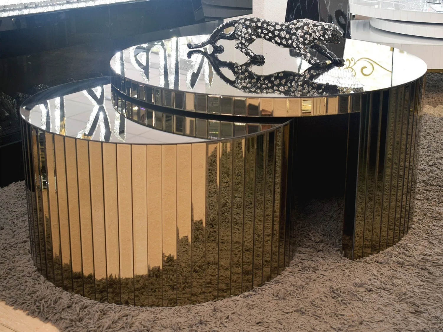 2er-Set Spiegel Couchtisch "Marta" Bronze Wohnzimmer