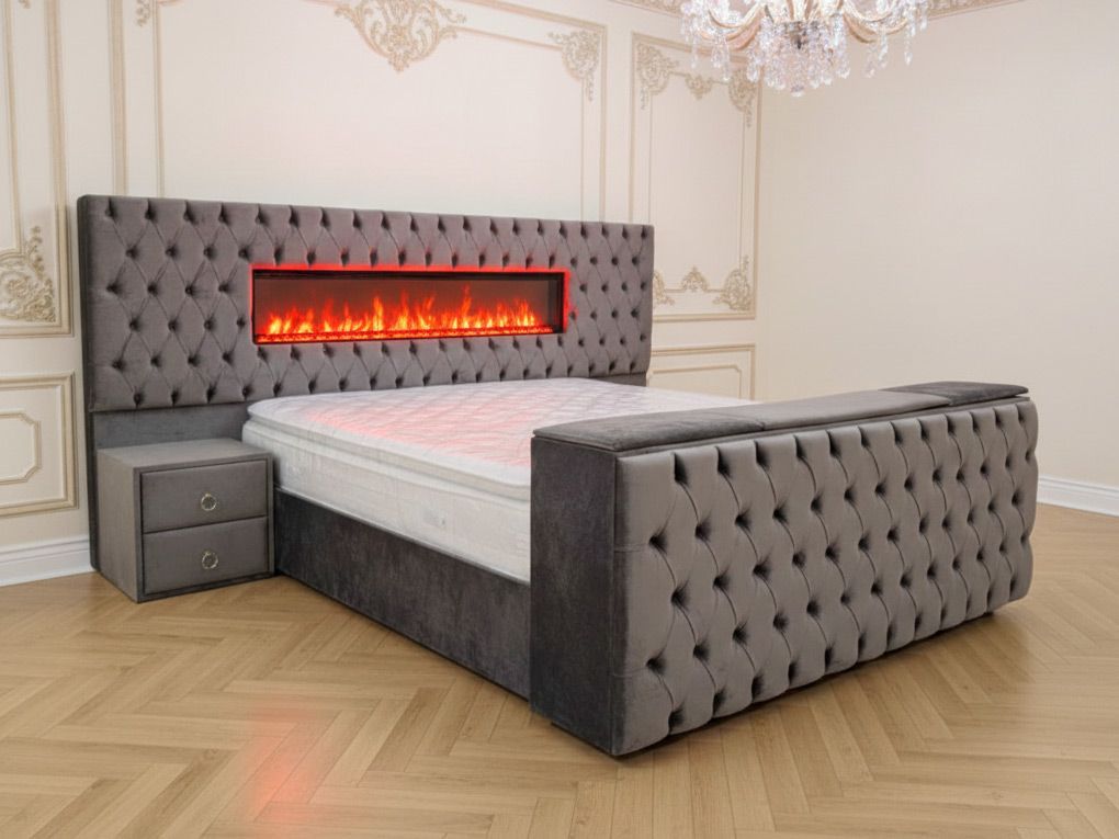 Chesterfield Bett "Sara" TV-Halter Kamin Farbauswahl