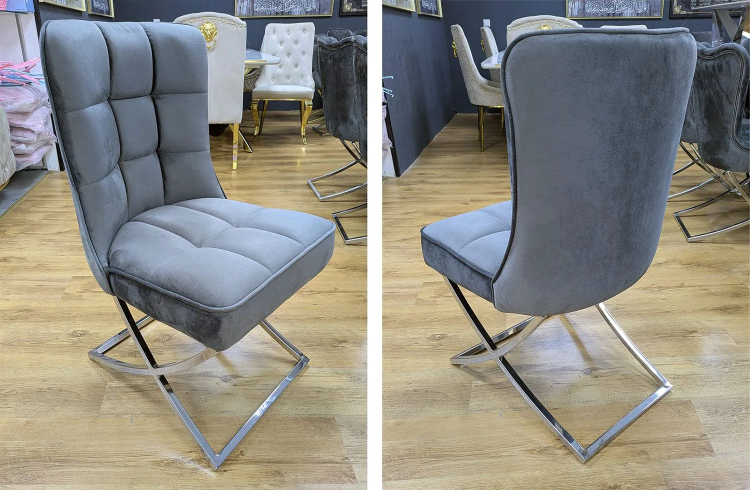 Design Esszimmer Stuhl "Bobby" Grau Silber Esszimmer Küche