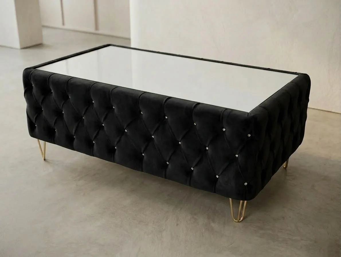 Chesterfield Couchtisch "Winston" 130x70 cm Farbauswahl Glas