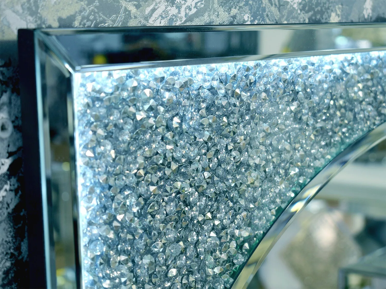 LED Spiegel "Blink" Silber Diamant-Verzierung Schlafzimmer