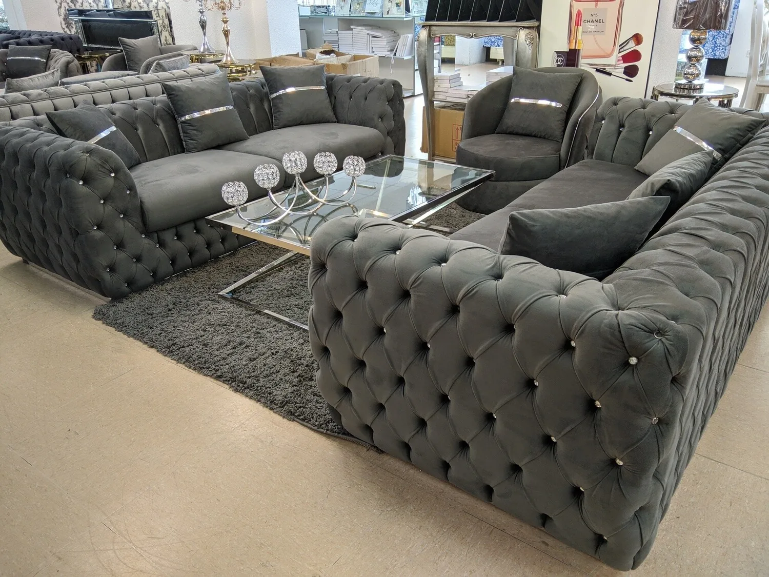 Chesterfield Sofa 3-3-1 "Paris" Farbauswahl Sessel Couch