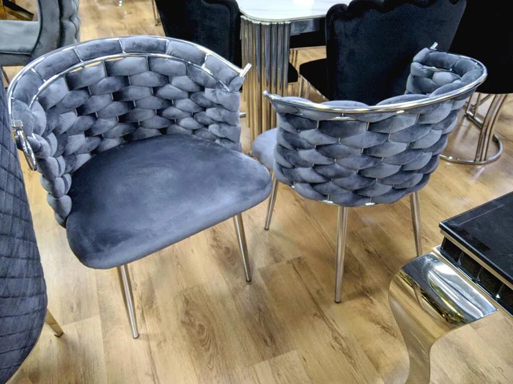 Esszimmer Stuhl "Bubble" Grau Silber Küche Design