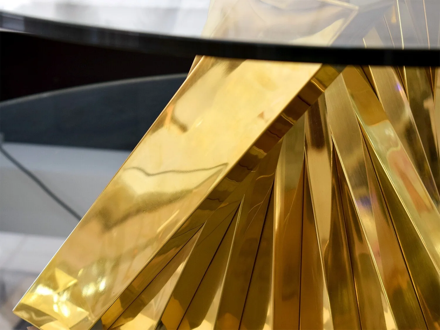 Design Couchtisch "Durra" Rund 100 cm Glasplatte Gold Wohnzimmer