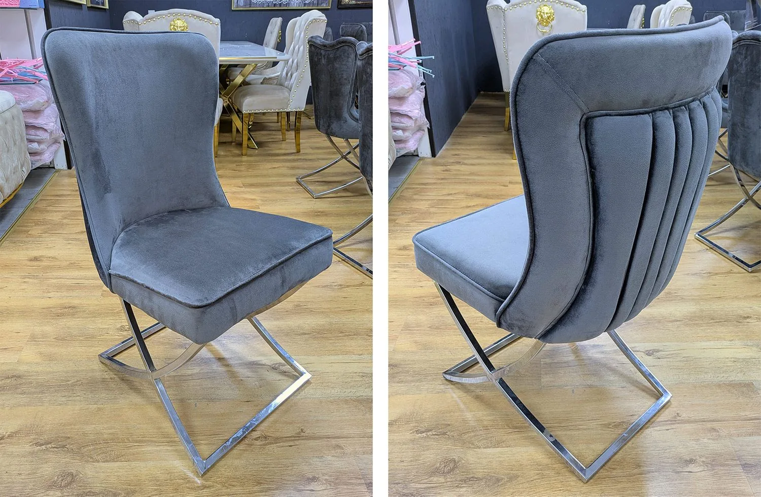 Design Esszimmer Stuhl "Mira" Grau Silber Esszimmer Küche