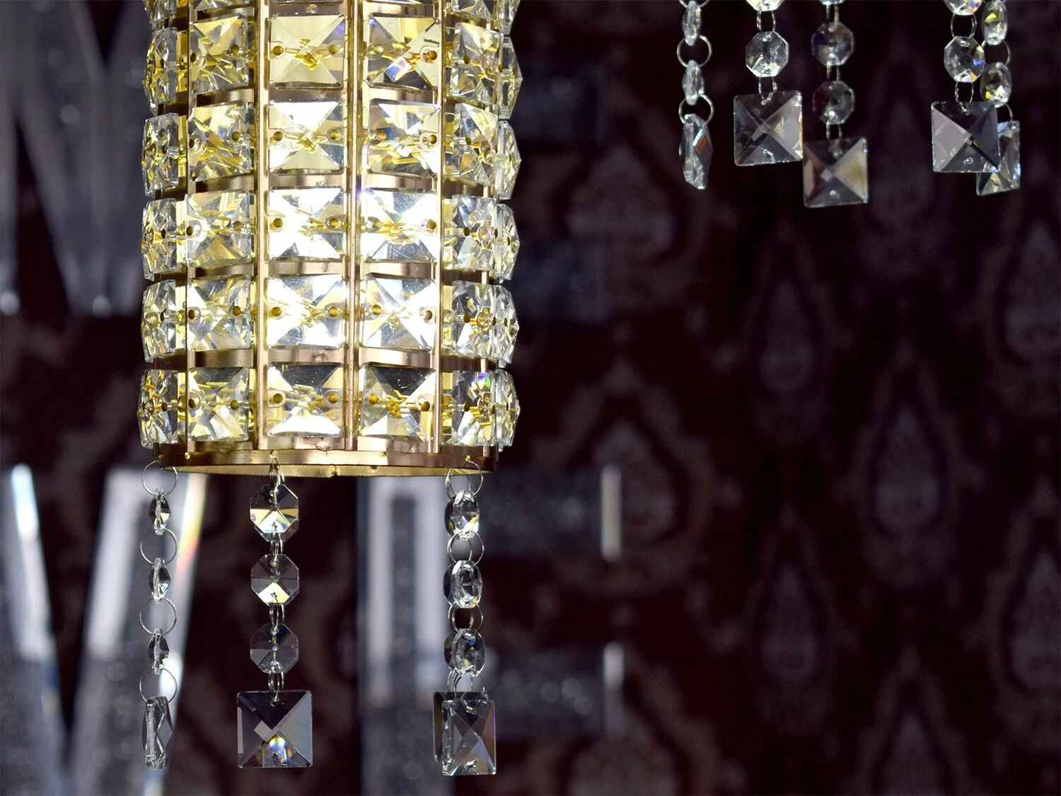 3er Set Hängelampe Gold Deckenlampe Kristall-Design Licht