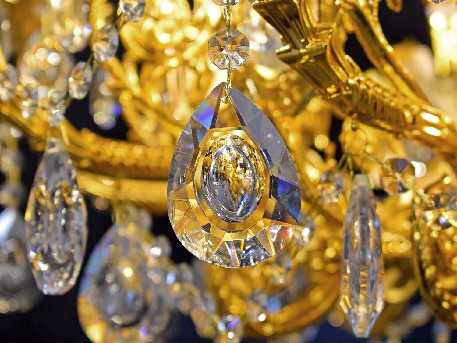 Kronleuchter "Richard" 10-armig Gold Kristall-Design Lüster