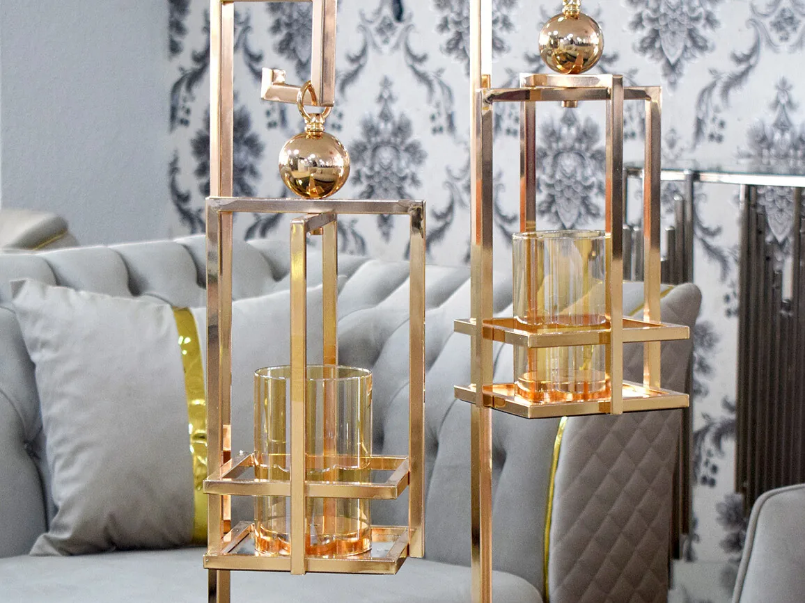 2er-Set Kerzenhalter "Jasmin" Gold & Silber Metall Kerzenständer