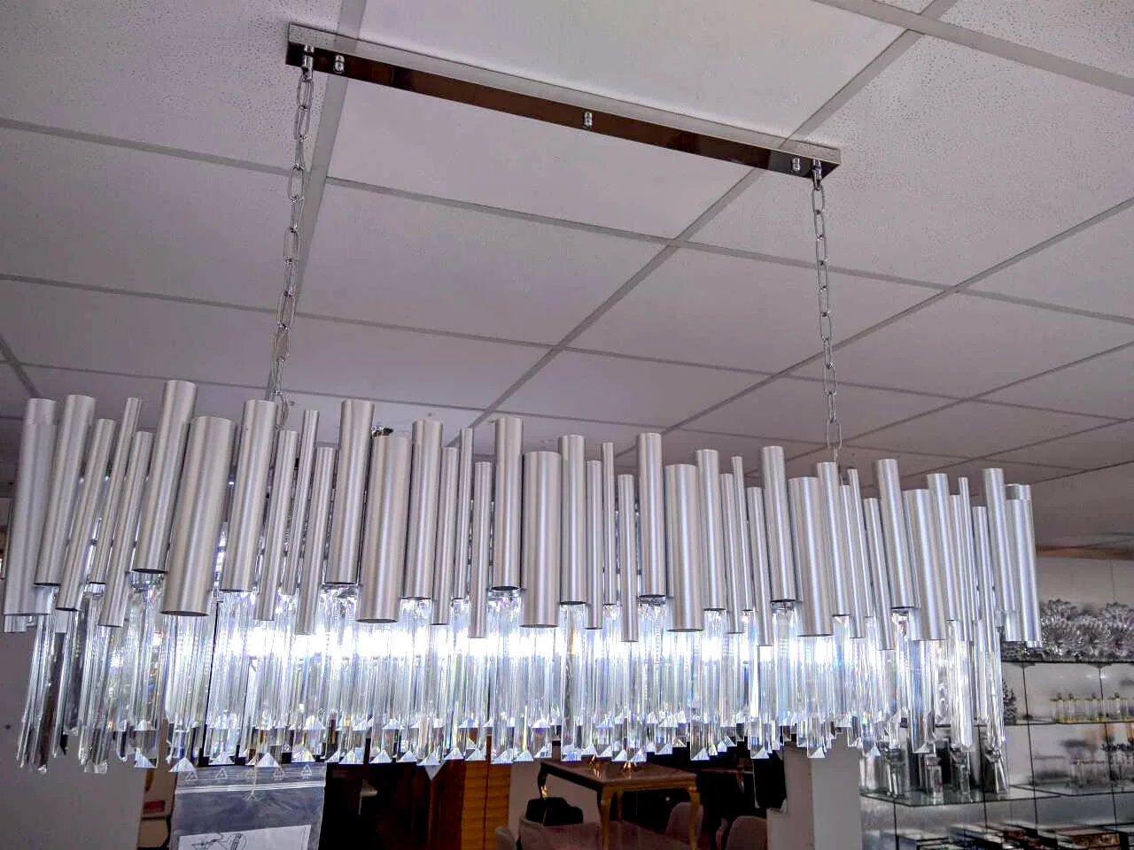 Deckenlampe Silber 110 cm Lampe Licht Beleuchtung