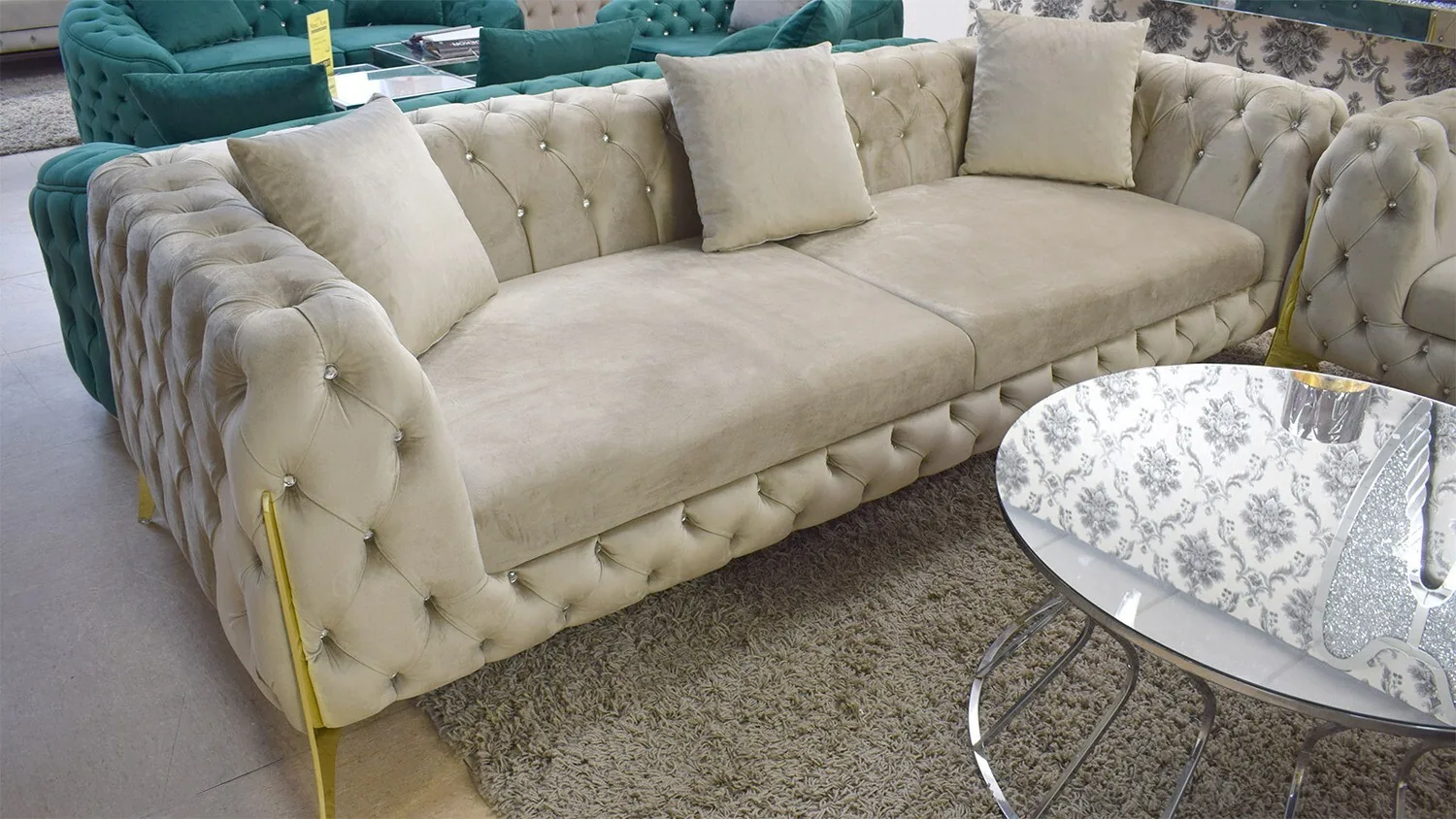 Chesterfield Sofa "Kent 2" 3-2-1 Farbauswahl Garnitur Couch