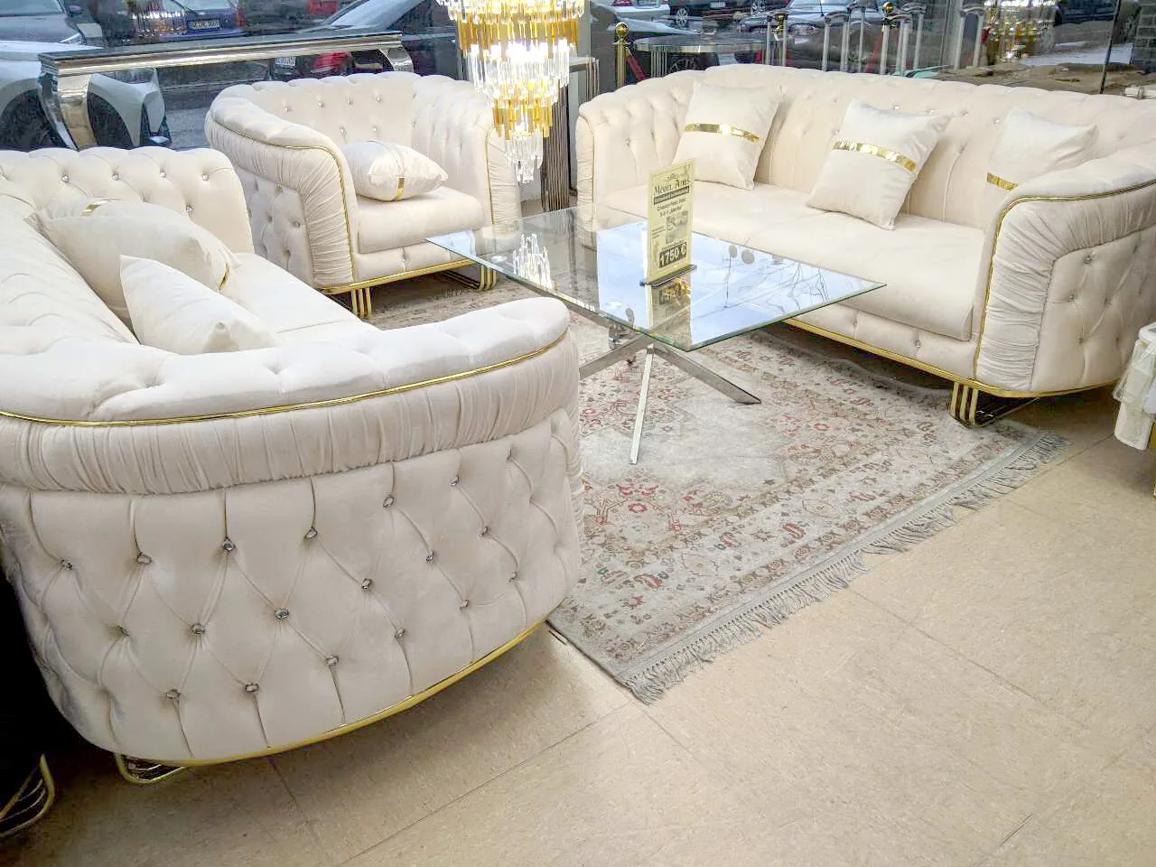 XL Chesterfield 3-3-1 "Merlin 2" mit Füße Farbauswahl Sofa Garnitur Couch