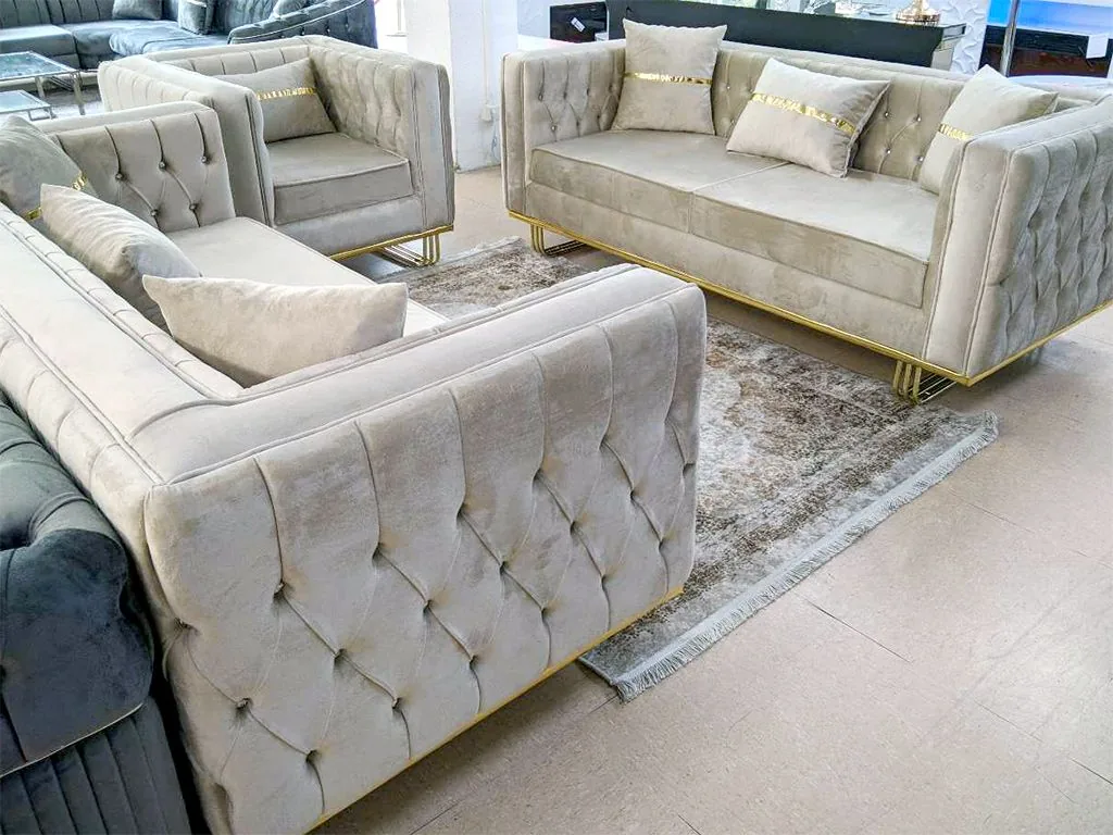Chesterfield 3-3-1 "Jasmin" Farbauswahl Sofa-Garnitur Couch