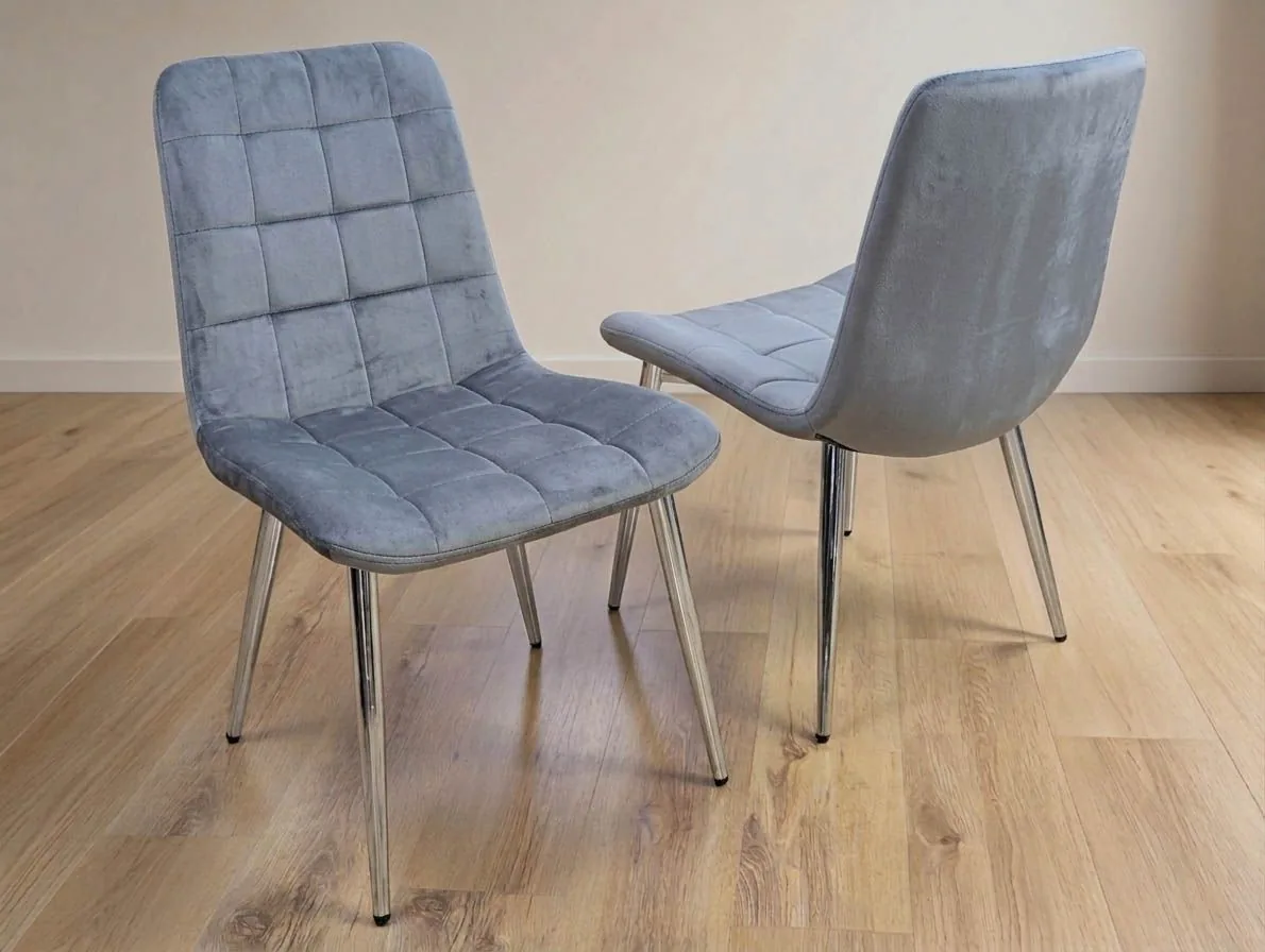 Chesterfield Stuhl "Theo" Grau Silber Esszimmer