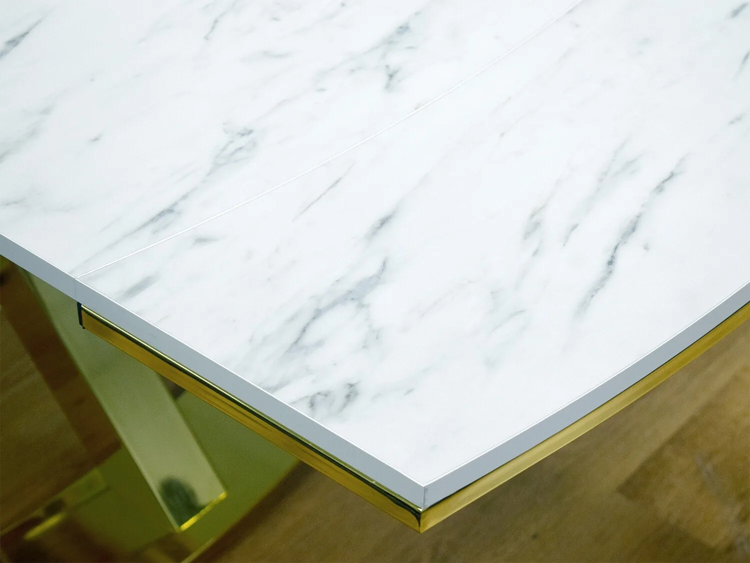 Esstisch Ausziehbar "Asal" 120 zu 180 cm Weiss Gold Küche Tisch