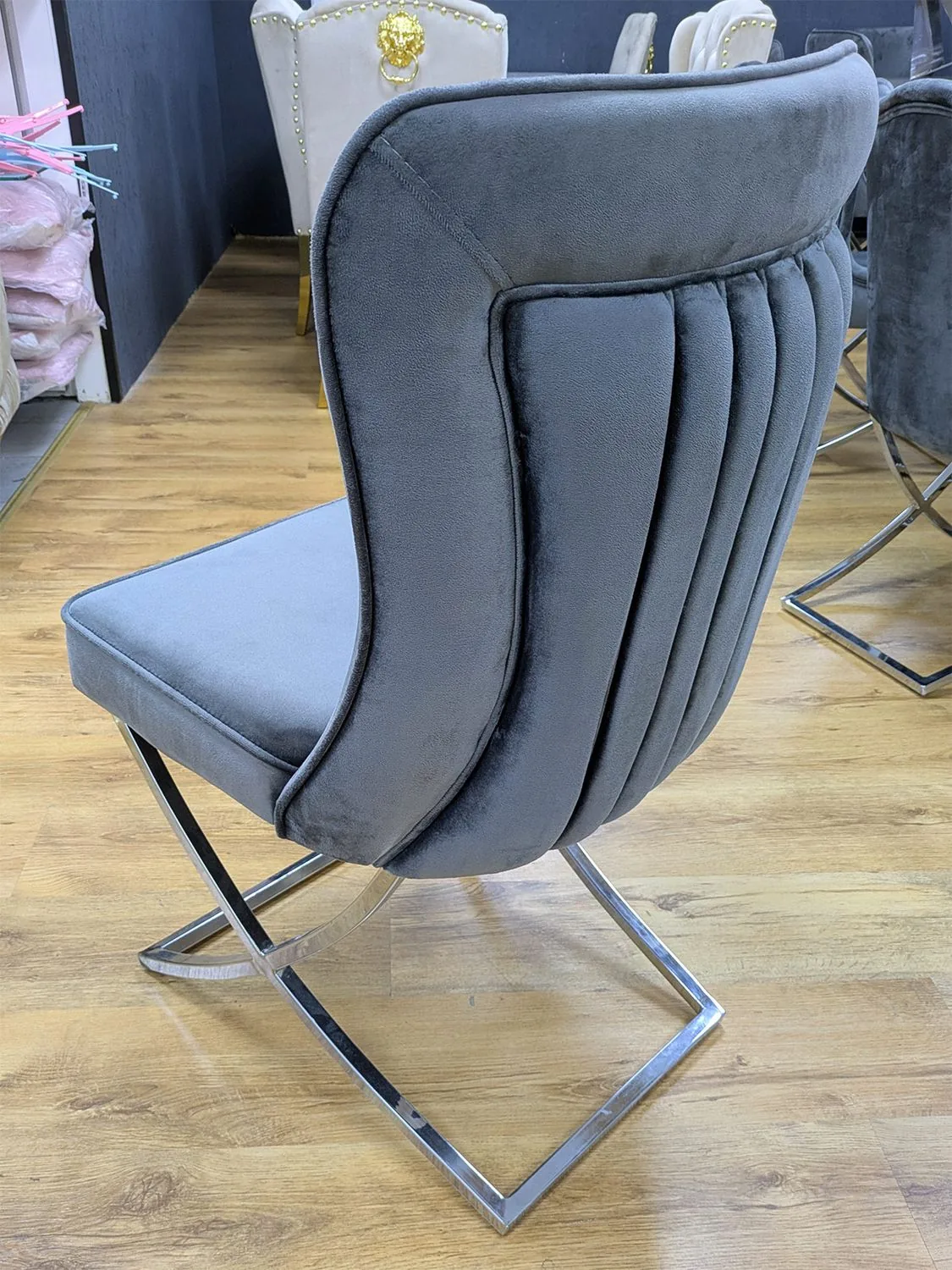 Design Esszimmer Stuhl "Mira" Grau Silber Esszimmer Küche