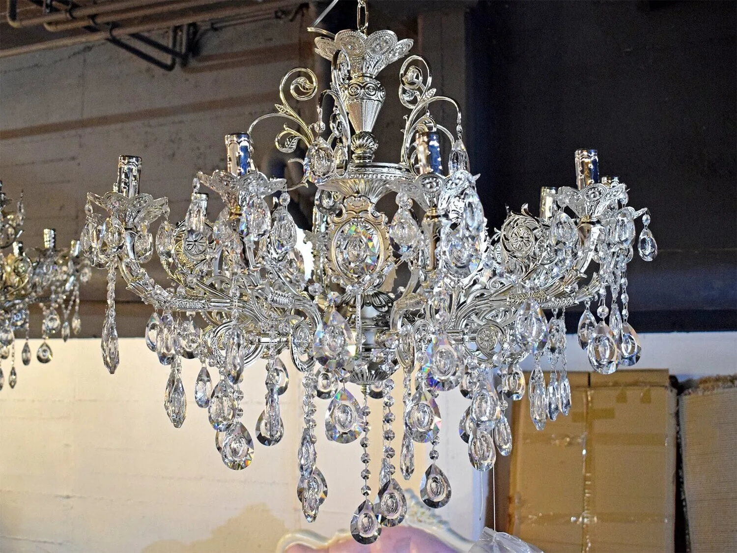 Kronleuchter "Richard" 10-armig Silber Kristall-Design Lüster
