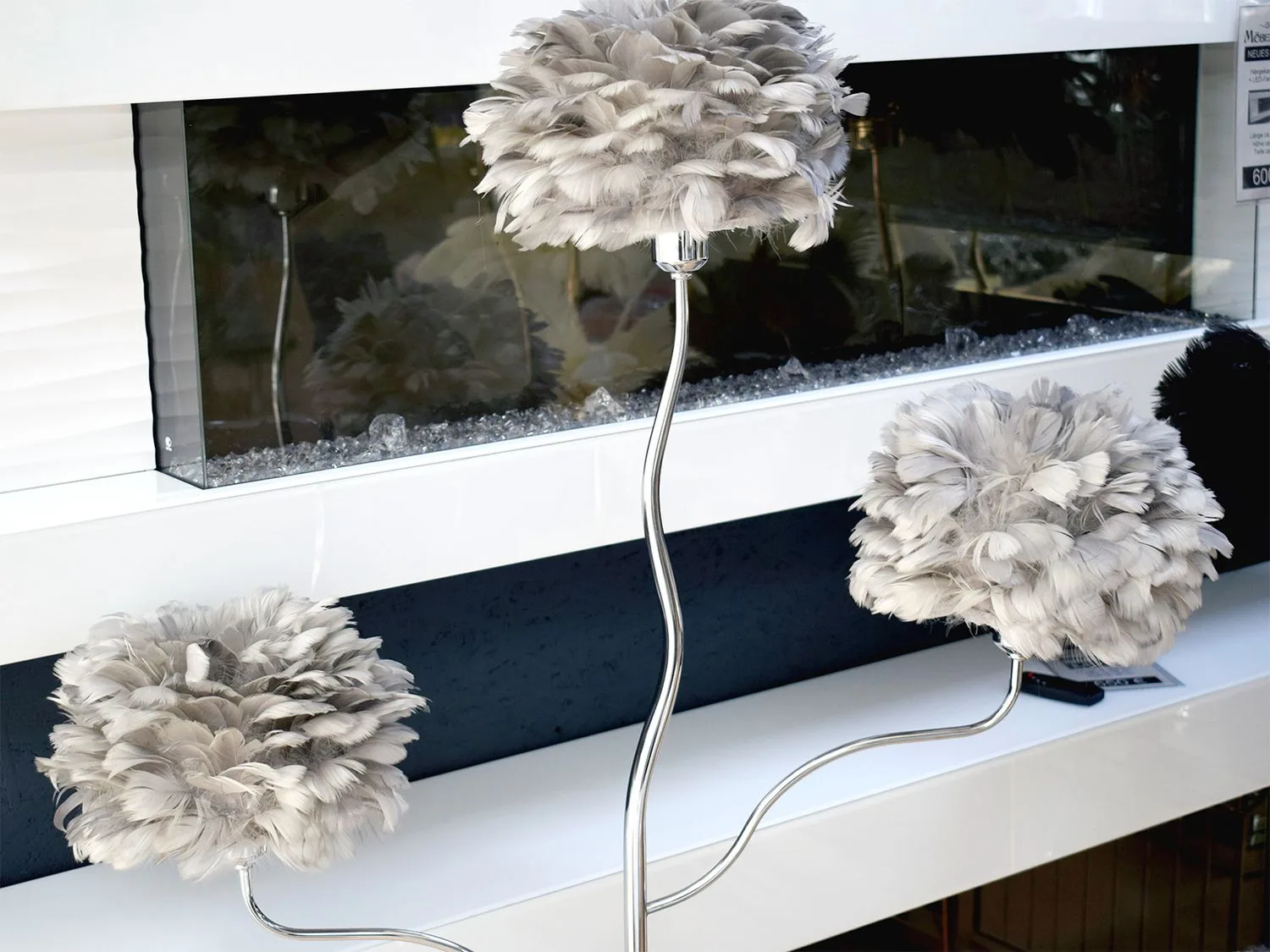Stehlampe 180 cm "Wolke" Blumen-Design Grau Silber E27