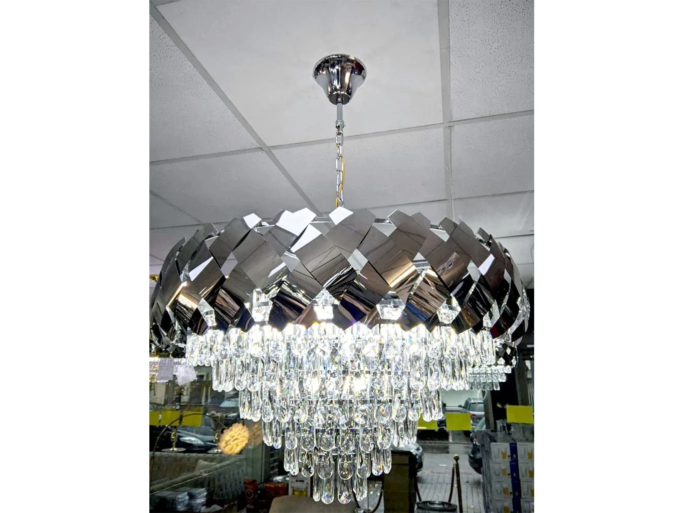 Deckenlampe 80 cm Silber "Mark" Licht Deckenleuchte Beleuchtung