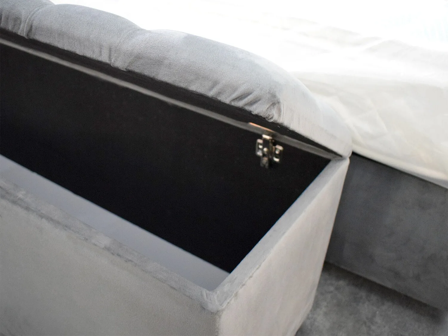 Chesterfield Sitzbank "Jack" Beige & Grau Truhe Stauraum